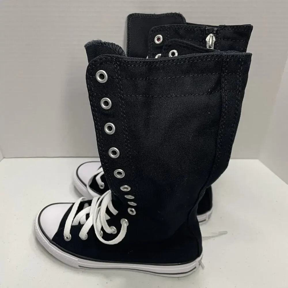 Converse Kids Size 1 Shoes NEW Knee High Chuck Taylor All Star XHi Black Zip Up